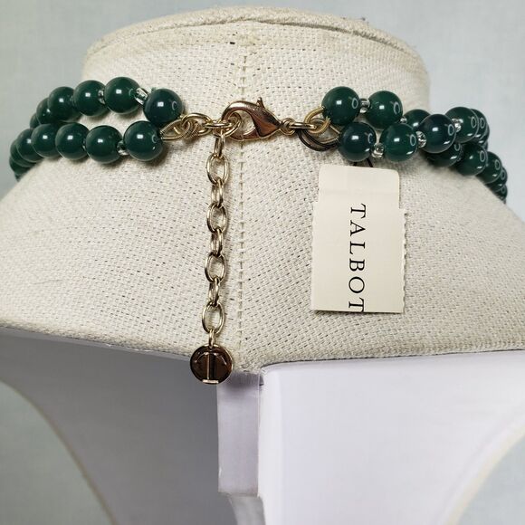 Vintage Talbots Green Bead Rhinestone Ball Two Strand 26" Necklace NWT - Picture 14 of 15